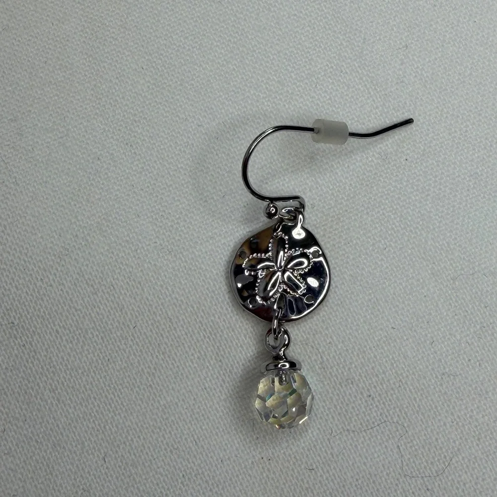 Shoreline Swarovski Crystal Drop Earrings Silver Floral Boho Romantic New